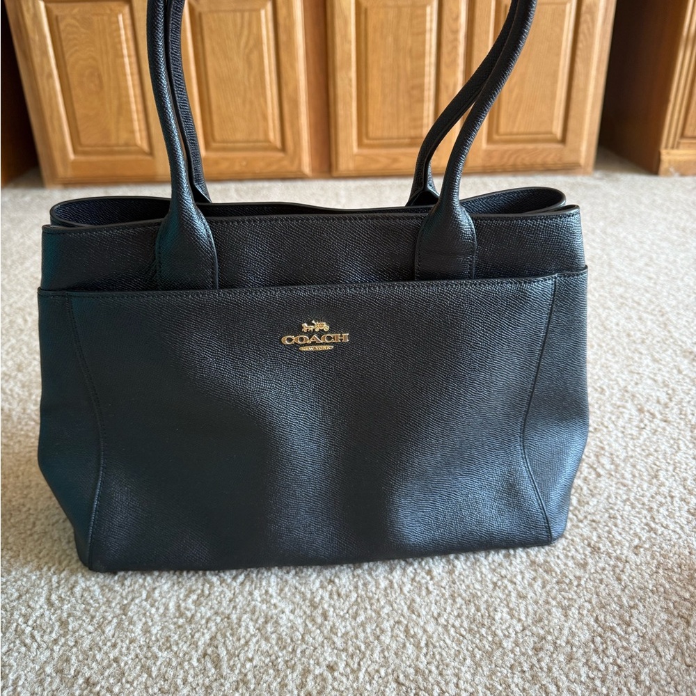 Coach Black Tote with Gold Accents